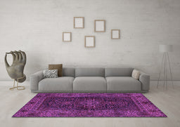 Machine Washable Persian Purple Traditional Area Rugs in a Living Room, wshtr1686pur