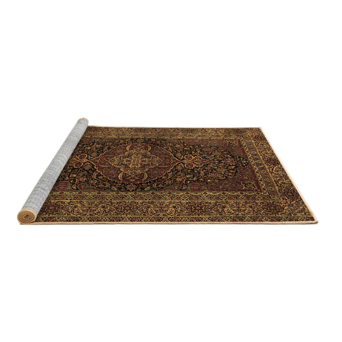 Sideview of Machine Washable Persian Brown Traditional Rug, wshtr1686brn