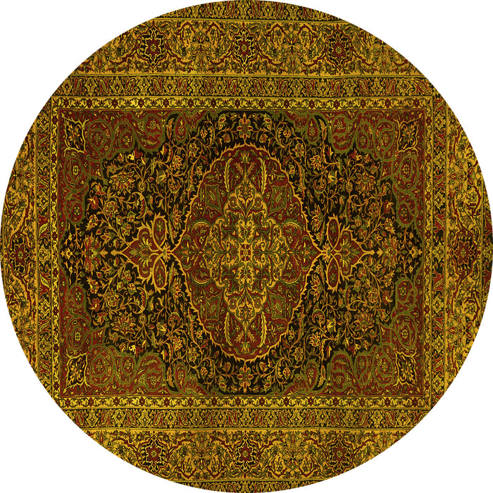 Round Persian Yellow Traditional Rug, tr1686yw