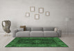 Machine Washable Persian Emerald Green Traditional Area Rugs in a Living Room,, wshtr1686emgrn