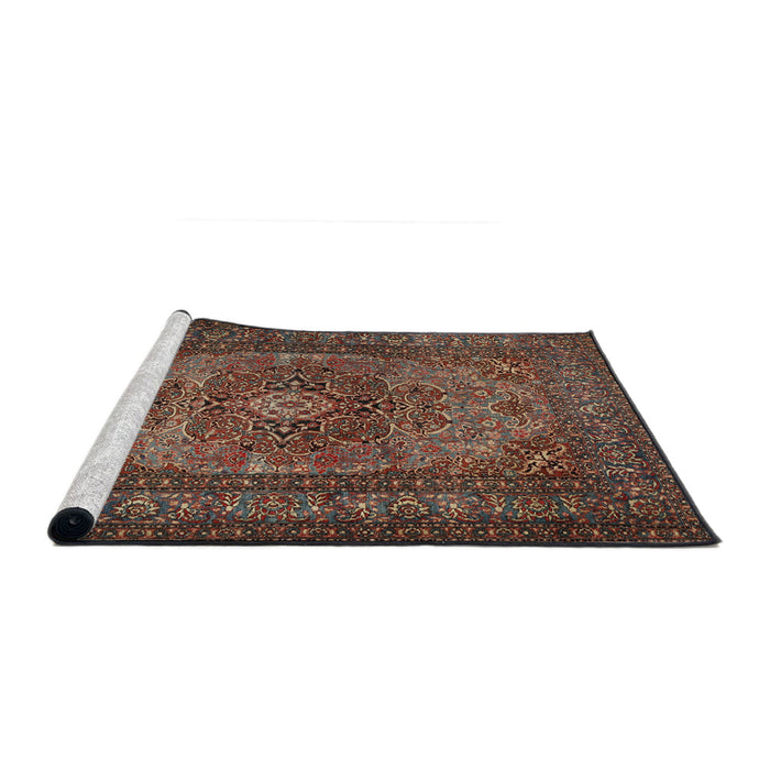 Sideview of Machine Washable Traditional Dark Almond Brown Rug, wshtr1687
