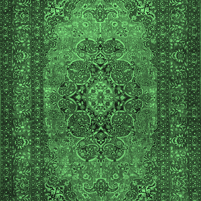 Machine Washable Medallion Emerald Green Traditional Area Rugs, wshtr1687emgrn