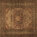 Square Machine Washable Medallion Brown Traditional Rug, wshtr1687brn