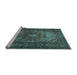 Sideview of Machine Washable Medallion Light Blue Traditional Rug, wshtr1687lblu