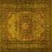 Square Medallion Yellow Traditional Rug, tr1687yw