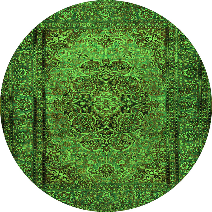 Machine Washable Medallion Green Traditional Area Rugs, wshtr1687grn