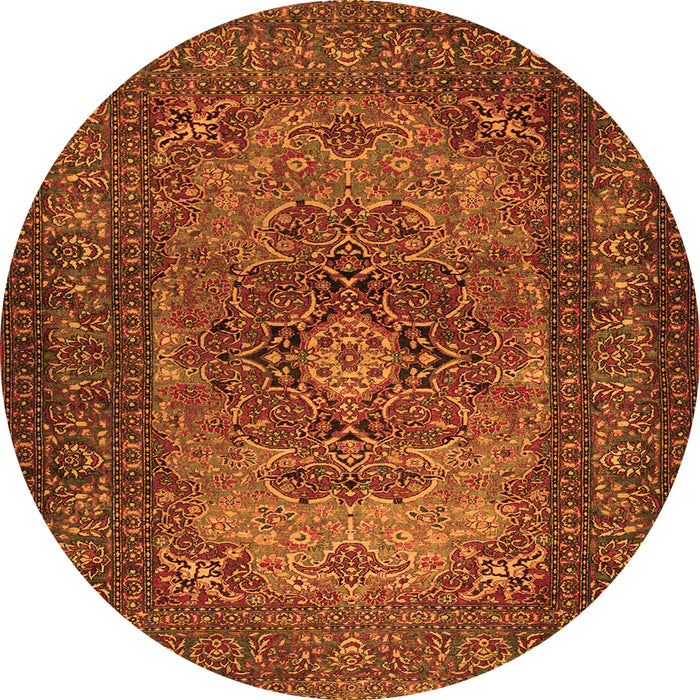 Square Medallion Orange Traditional Rug, tr1687org