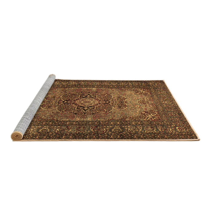 Sideview of Machine Washable Medallion Brown Traditional Rug, wshtr1687brn