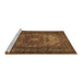 Sideview of Machine Washable Medallion Brown Traditional Rug, wshtr1687brn