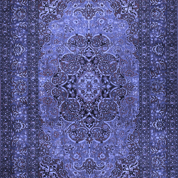 Machine Washable Medallion Blue Traditional Rug, wshtr1687blu