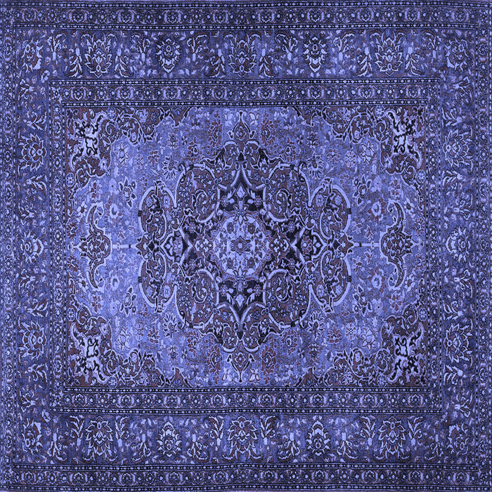 Square Medallion Blue Traditional Rug, tr1687blu
