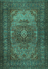 Medallion Turquoise Traditional Rug, tr1687turq