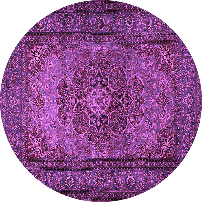 Round Medallion Purple Traditional Rug, tr1687pur