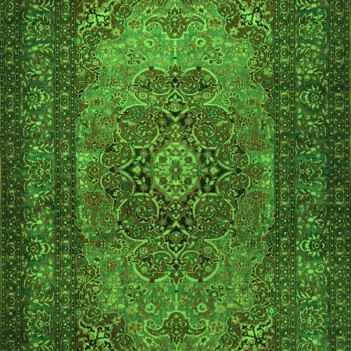 Serging Thickness of Machine Washable Medallion Green Traditional Area Rugs, wshtr1687grn