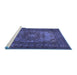 Sideview of Machine Washable Medallion Blue Traditional Rug, wshtr1687blu