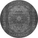 Machine Washable Medallion Gray Traditional Rug, wshtr1687gry