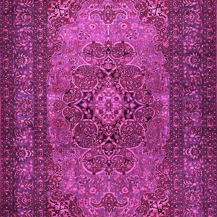 Machine Washable Medallion Pink Traditional Rug, wshtr1687pnk
