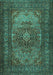 Machine Washable Medallion Turquoise Traditional Area Rugs, wshtr1687turq