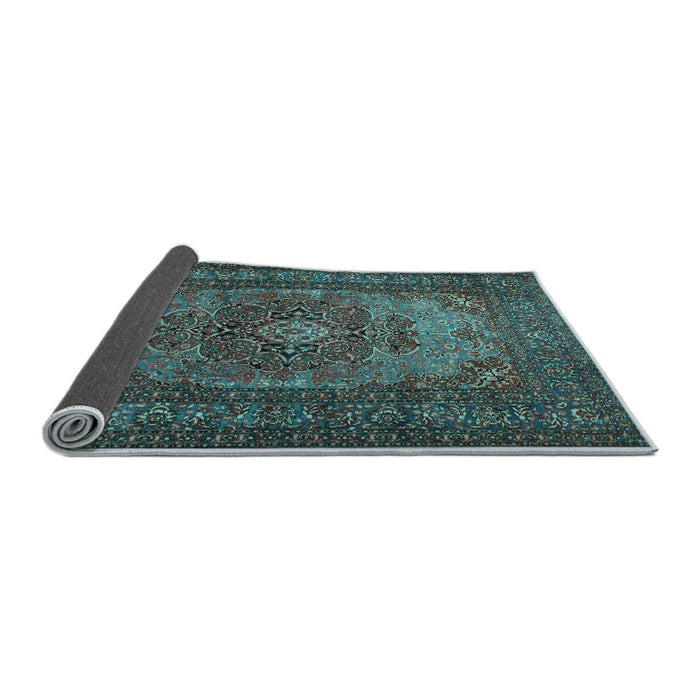 Sideview of Medallion Light Blue Traditional Rug, tr1687lblu