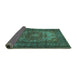 Sideview of Medallion Turquoise Traditional Rug, tr1687turq