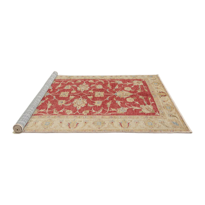 Sideview of Machine Washable Traditional Orange Rug, wshtr1688