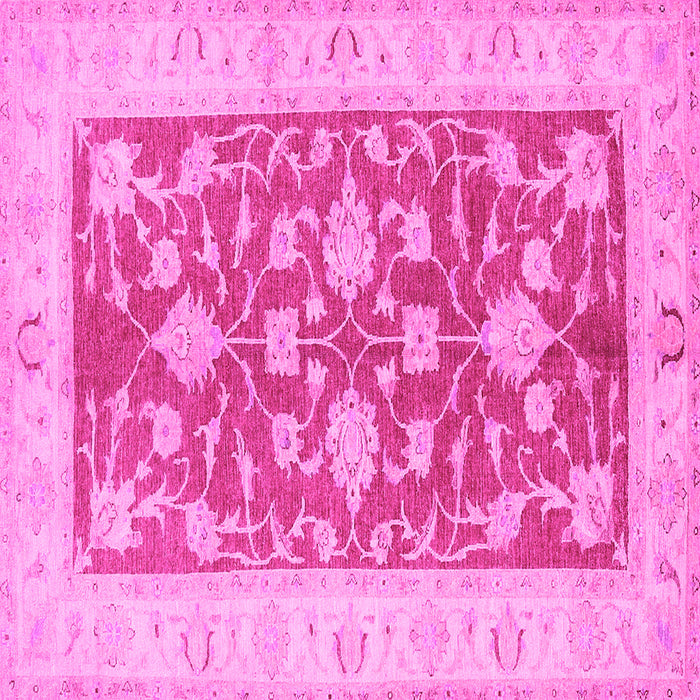 Square Machine Washable Oriental Pink Traditional Rug, wshtr1688pnk
