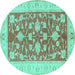 Round Oriental Turquoise Traditional Rug, tr1688turq