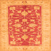 Round Machine Washable Oriental Orange Traditional Area Rugs, wshtr1688org