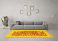 Machine Washable Oriental Yellow Traditional Rug, wshtr1688yw