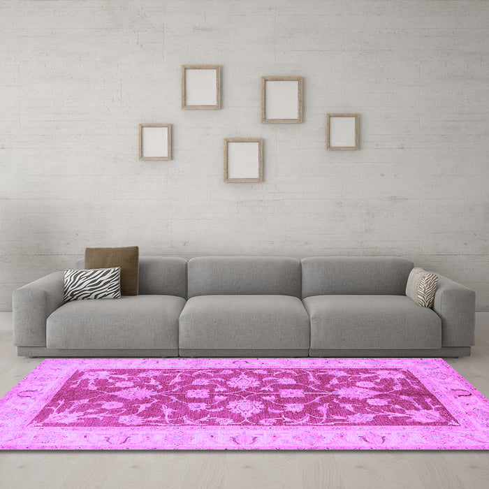 Machine Washable Oriental Purple Traditional Area Rugs in a Living Room, wshtr1688pur