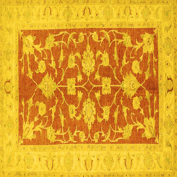 Square Machine Washable Oriental Yellow Traditional Rug, wshtr1688yw