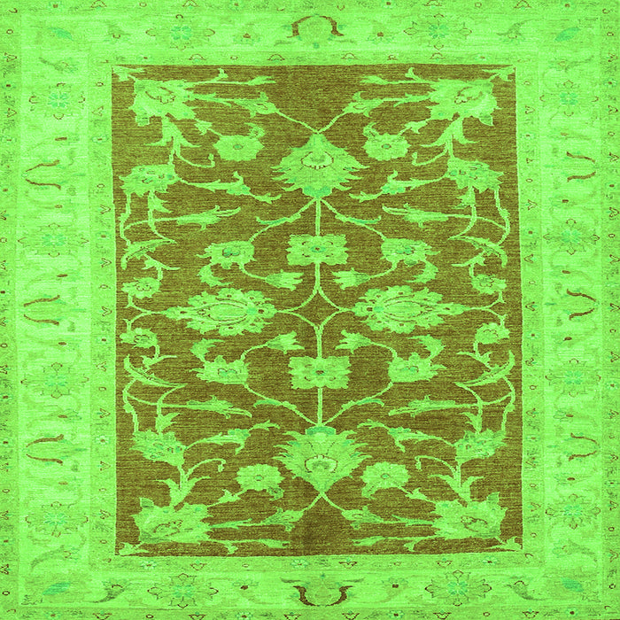 Round Machine Washable Oriental Green Traditional Area Rugs, wshtr1688grn