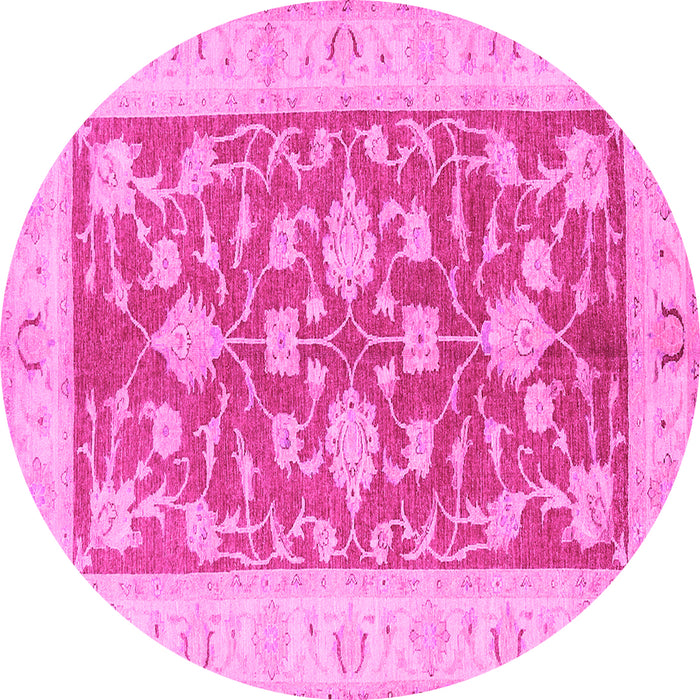 Round Oriental Pink Traditional Rug, tr1688pnk
