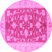 Round Oriental Pink Traditional Rug, tr1688pnk