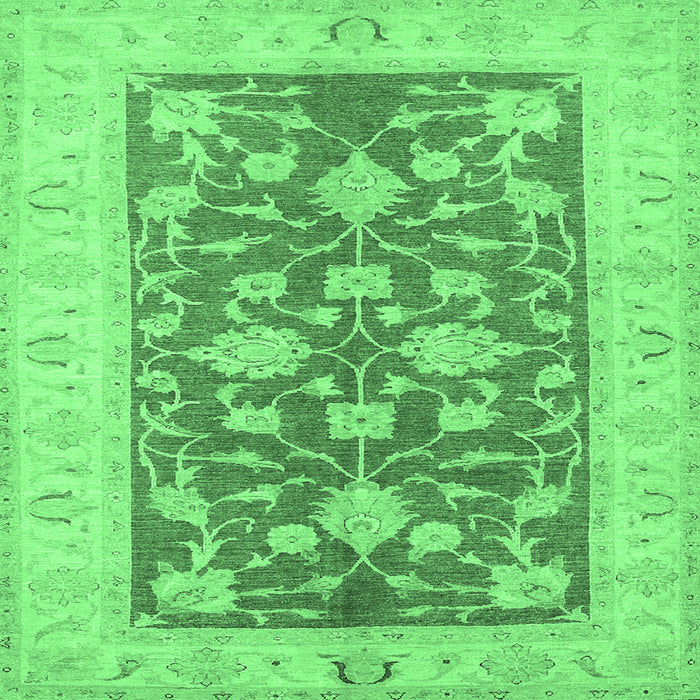 Square Oriental Emerald Green Traditional Rug, tr1688emgrn
