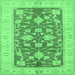 Square Oriental Emerald Green Traditional Rug, tr1688emgrn