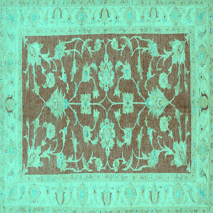 Square Oriental Turquoise Traditional Rug, tr1688turq