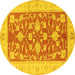 Round Oriental Yellow Traditional Rug, tr1688yw