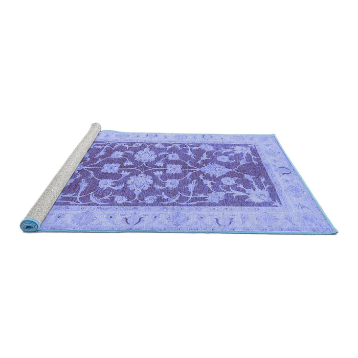 Sideview of Machine Washable Oriental Blue Traditional Rug, wshtr1688blu