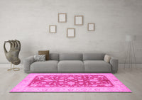 Machine Washable Oriental Pink Traditional Rug, wshtr1688pnk