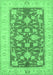 Machine Washable Oriental Emerald Green Traditional Area Rugs, wshtr1688emgrn