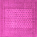 Square Machine Washable Southwestern Pink Country Rug, wshtr1689pnk