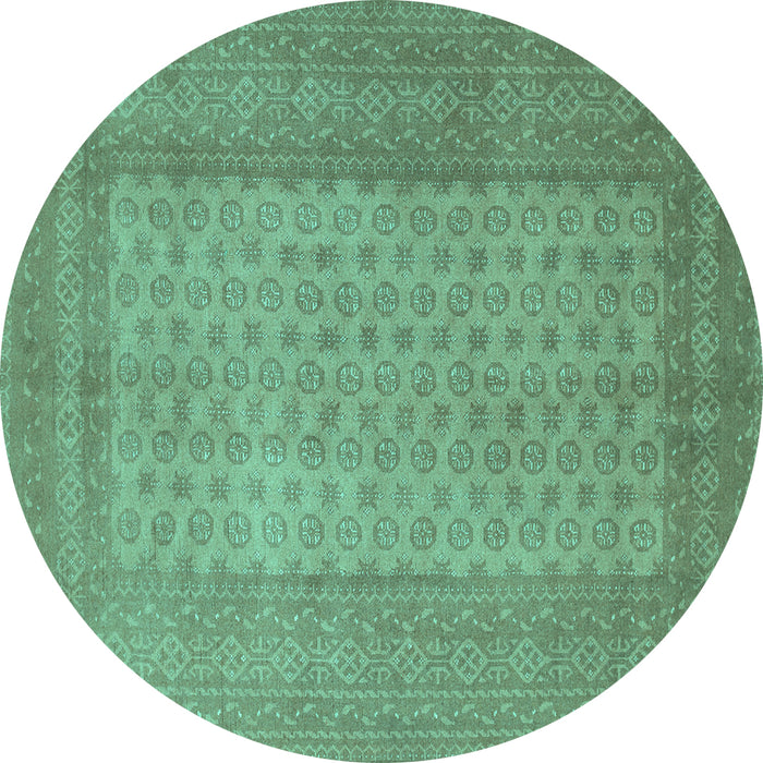 Round Southwestern Turquoise Country Rug, tr1689turq
