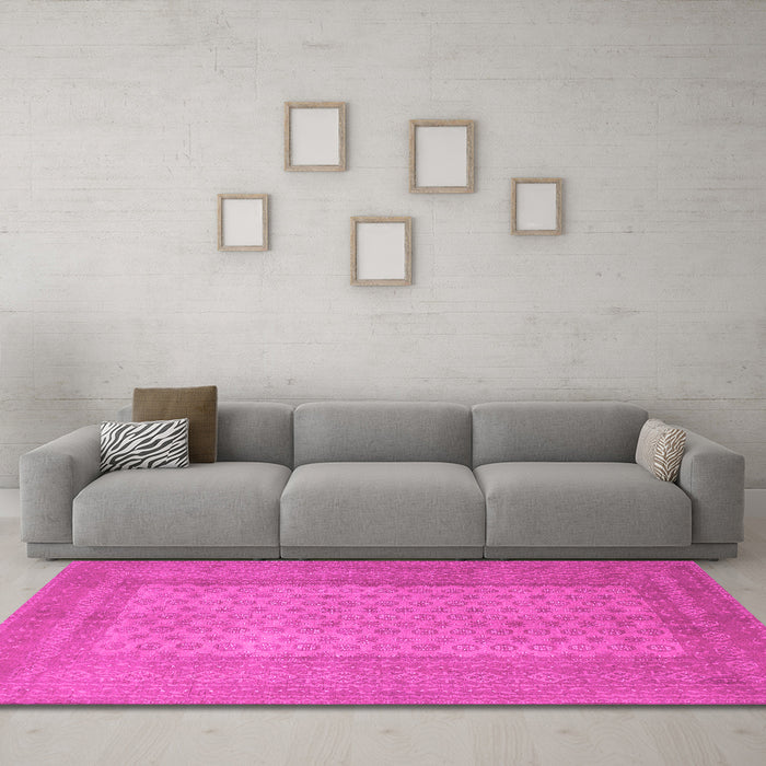 Machine Washable Southwestern Pink Country Rug in a Living Room, wshtr1689pnk