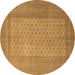 Round Southwestern Brown Country Rug, tr1689brn