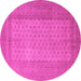 Round Machine Washable Southwestern Pink Country Rug, wshtr1689pnk