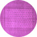 Round Machine Washable Southwestern Purple Country Area Rugs, wshtr1689pur