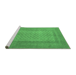 Sideview of Machine Washable Southwestern Emerald Green Country Area Rugs, wshtr1689emgrn