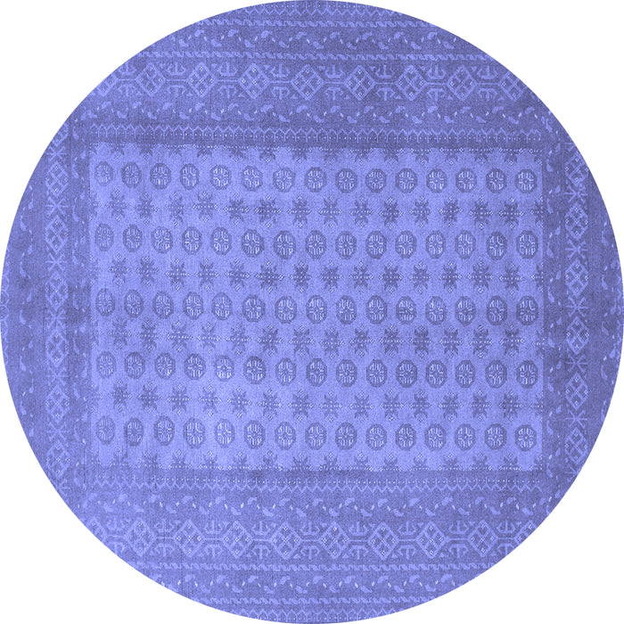 Round Southwestern Blue Country Rug, tr1689blu