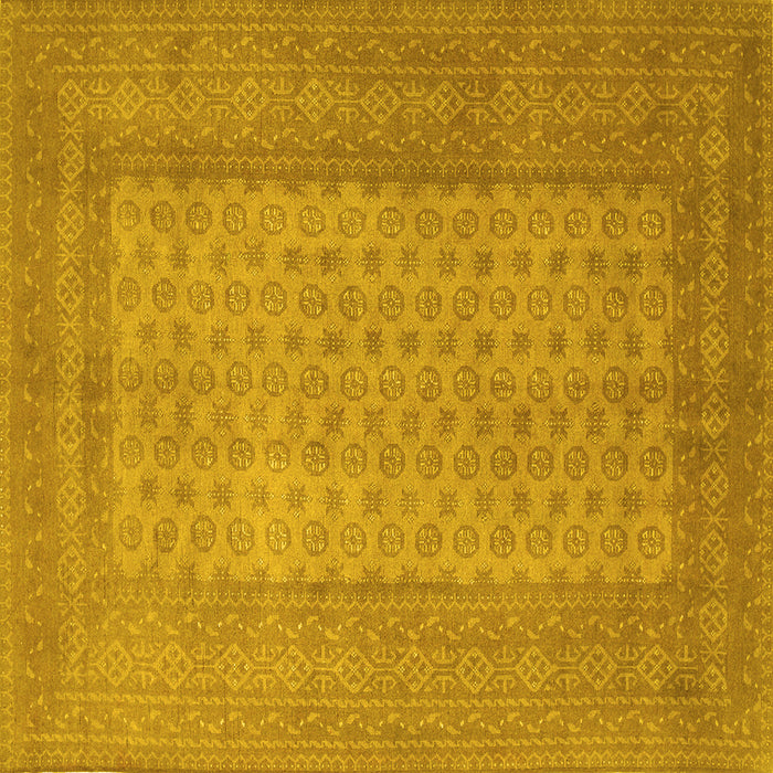 Square Machine Washable Southwestern Yellow Country Rug, wshtr1689yw